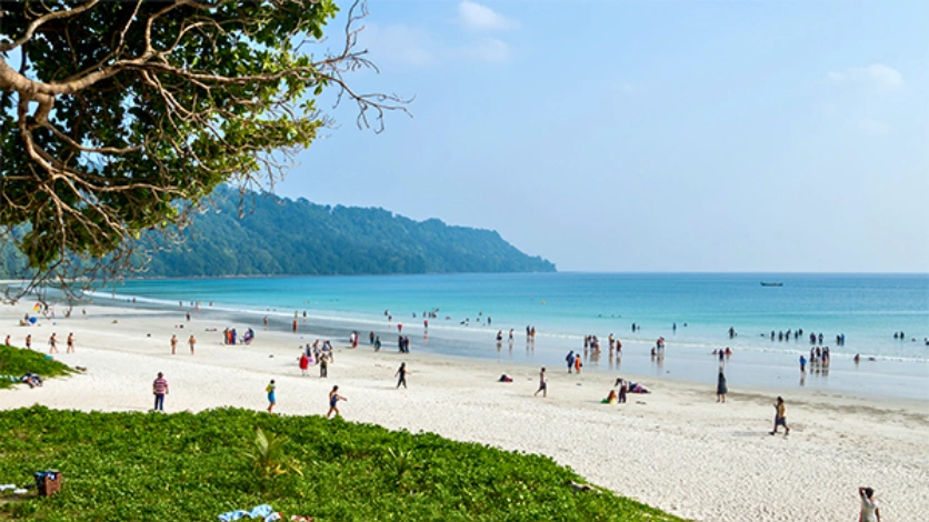 White sand and turquoise waters at Radhanagar Beach, Havelock Island